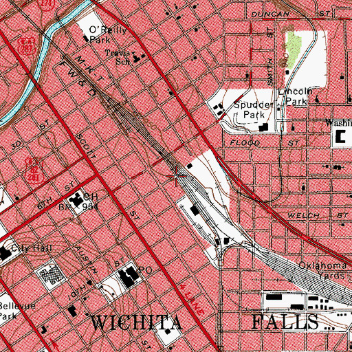 Topographic Map of Wichita Falls Route Building, TX