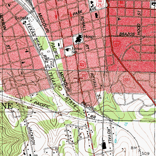 Topographic Map of William and Caroline Broyles House, TX