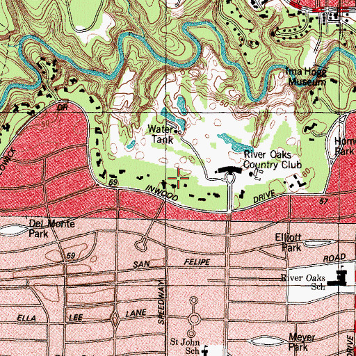 Topographic Map of William L Clayton Summer House, TX