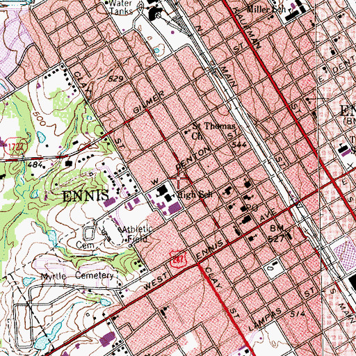 Topographic Map of Weatherford House, TX