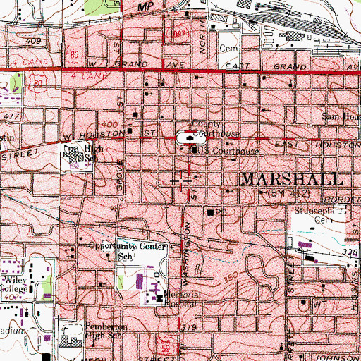 Topographic Map of Weisman-Hirsch House, TX