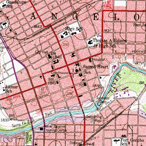 Topographic Map of West Texas Utilities Office, TX