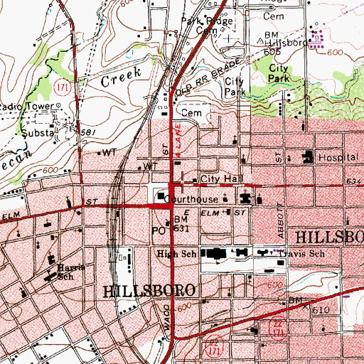 Topographic Map of Western Union Building, TX