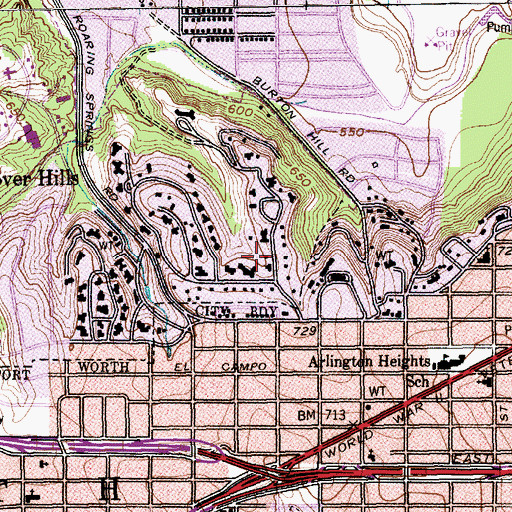 Topographic Map of Westover Manor, TX