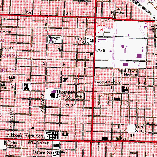 Topographic Map of Warren and Myrta Bacon House, TX