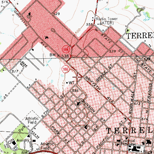 Topographic Map of Warren-Crowell House, TX