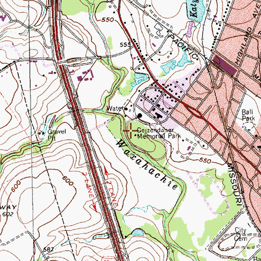 Topographic Map of Waxahachie Chautauqua Building, TX