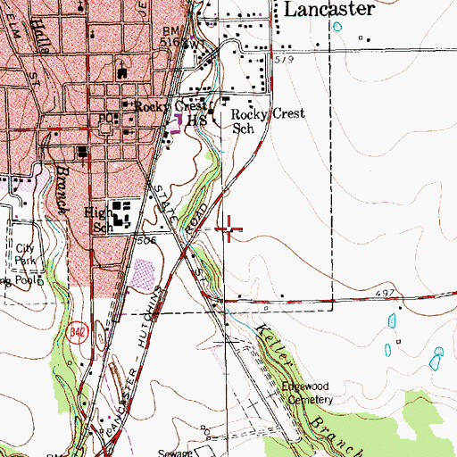 Topographic Map of W A Strain House, TX