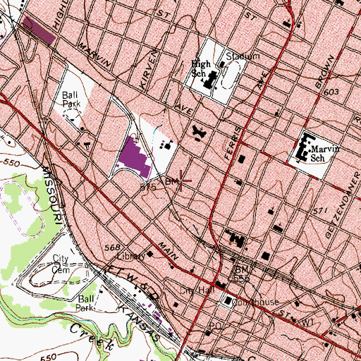 Topographic Map of W B Forrest House, TX