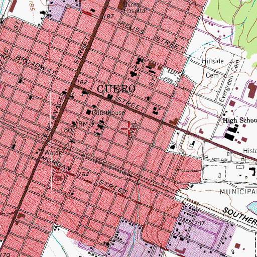Topographic Map of W H Crain House, TX