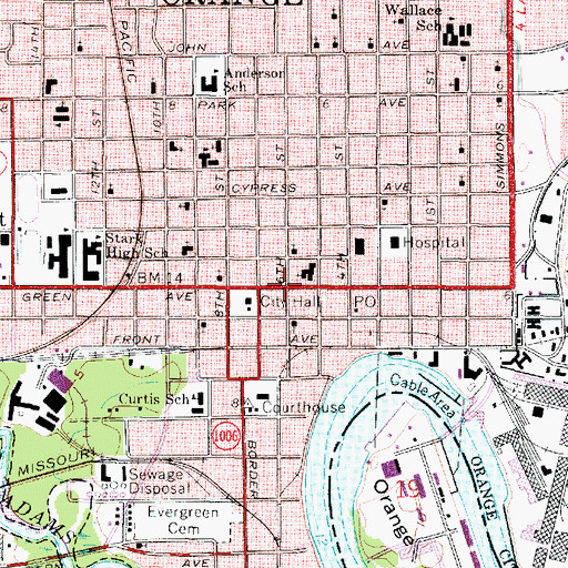 Topographic Map of W H Stark House, TX