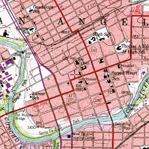 Topographic Map of Tom Green County Jail, TX