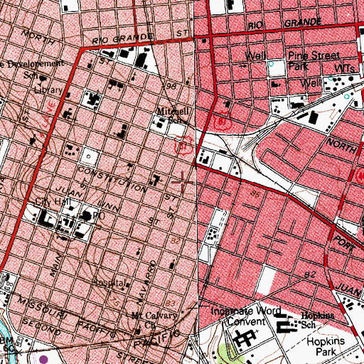 Topographic Map of Townsend-Wilkins House, TX