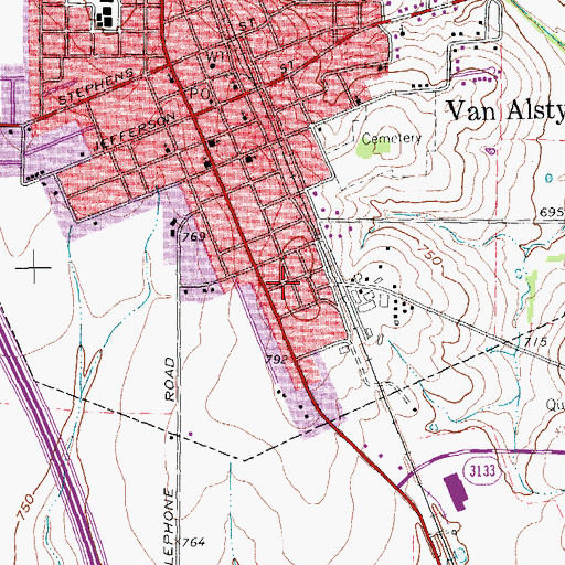 Topographic Map of Umphress-Taylor House, TX