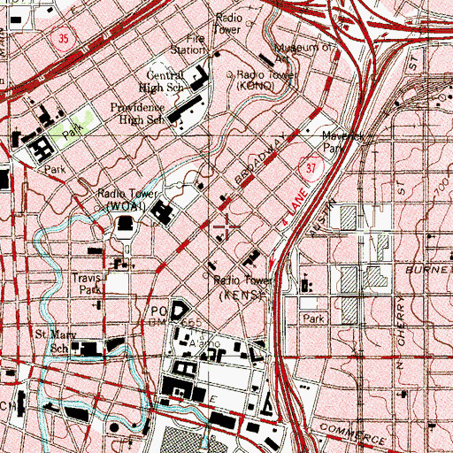 Topographic Map of Thiele House and Thiele Cottage, TX