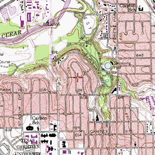 Topographic Map of Thomas and Marjorie Shaw House, TX