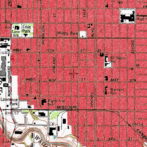 Topographic Map of Thomas B Reed House, TX