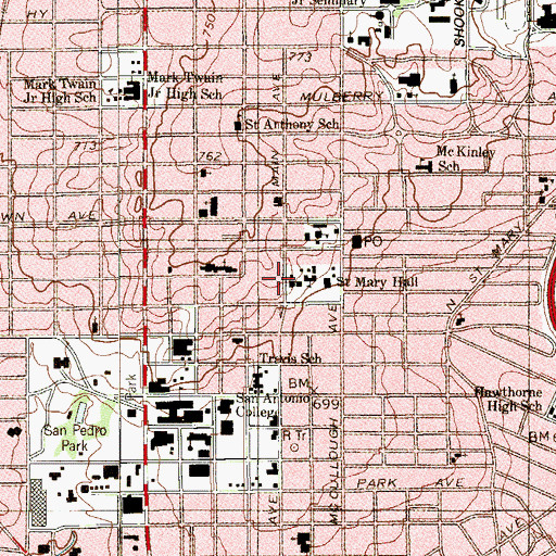 Topographic Map of Thomas H Franklin House, TX