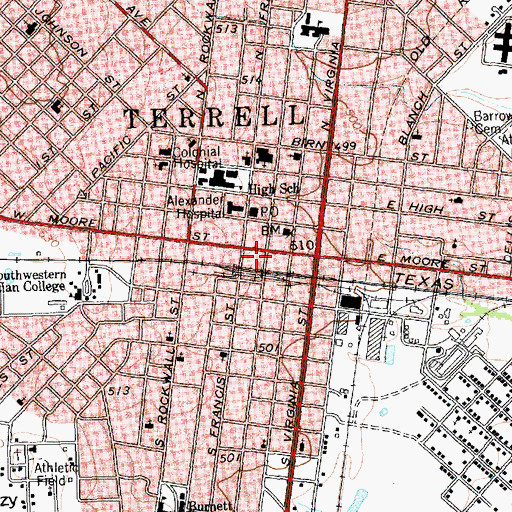 Topographic Map of Terrell Times Star Building, TX