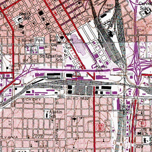 Topographic Map of Texas and Pacific Terminal Complex, TX