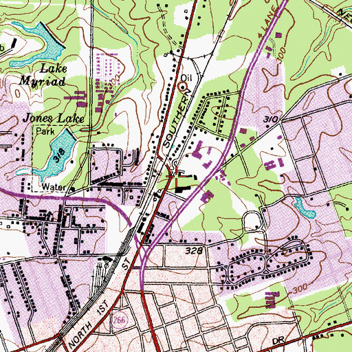 Topographic Map of Texas Highway Department Complex, TX