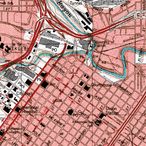 Topographic Map of Sweeney, Coombs and Fredericks Building, TX