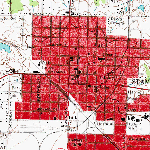 Topographic Map of Swenson Building, TX