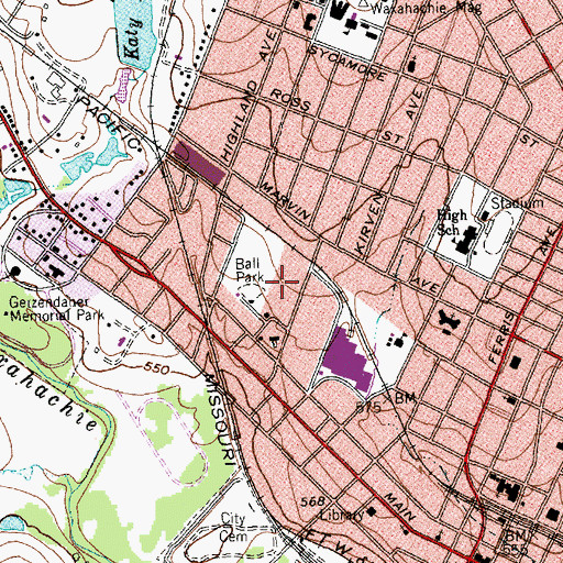 Topographic Map of T J Bullard House, TX
