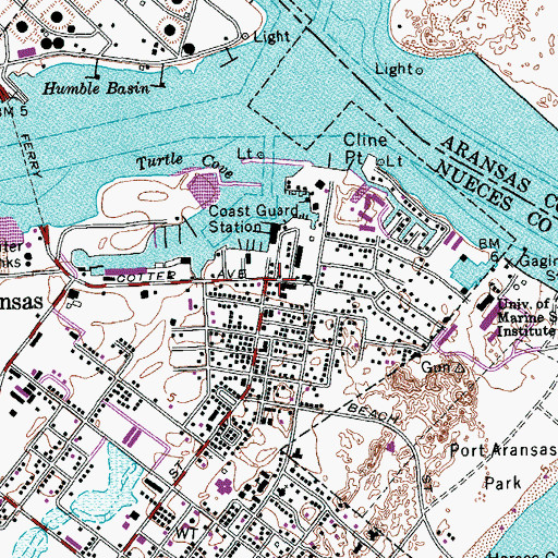 Topographic Map of Tarpon Inn, TX