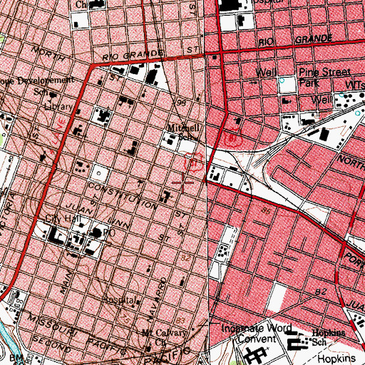 Topographic Map of Tasin House, TX