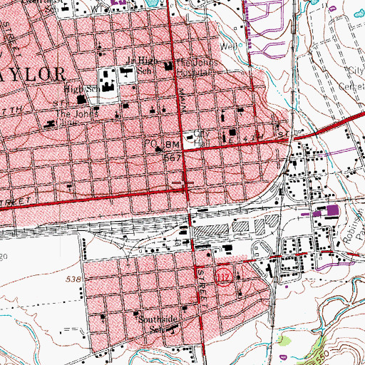 Topographic Map of Taylor National Bank, TX