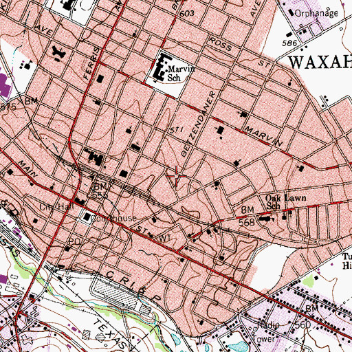 Topographic Map of Strickland-Sawyer House, TX