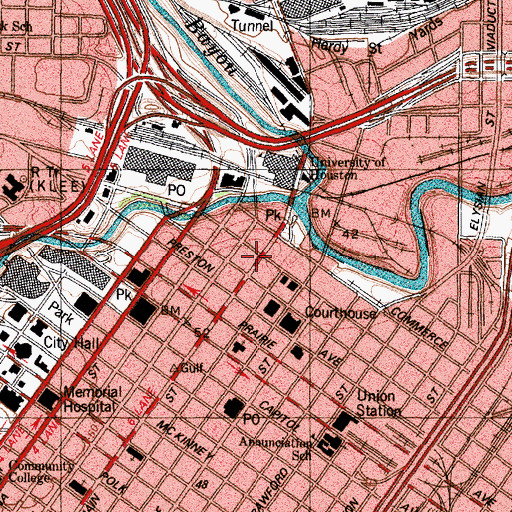 Topographic Map of South Texas National Bank, TX