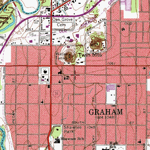 Topographic Map of Spencer Boyd Street Houses, TX