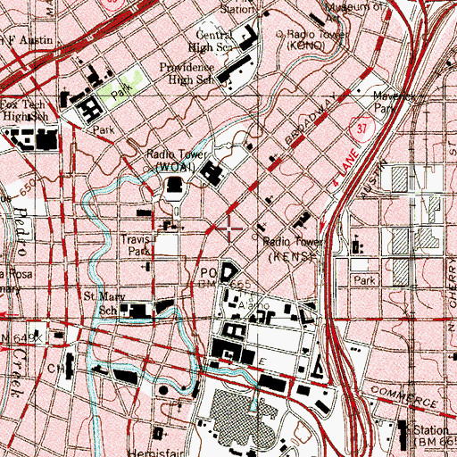 Topographic Map of Scottish Rite Cathedral, TX