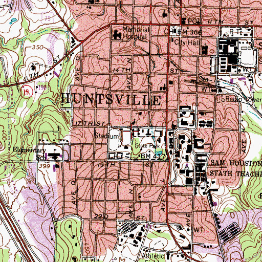 Topographic Map of Sam Houston House, TX