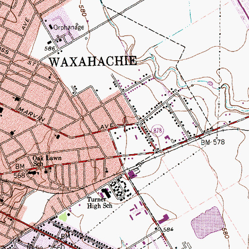 Topographic Map of Samuel Langsford House, TX