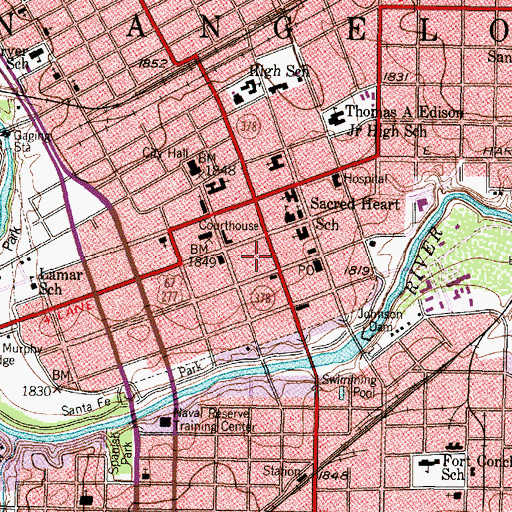 Topographic Map of San Angelo Telephone Company Building, TX