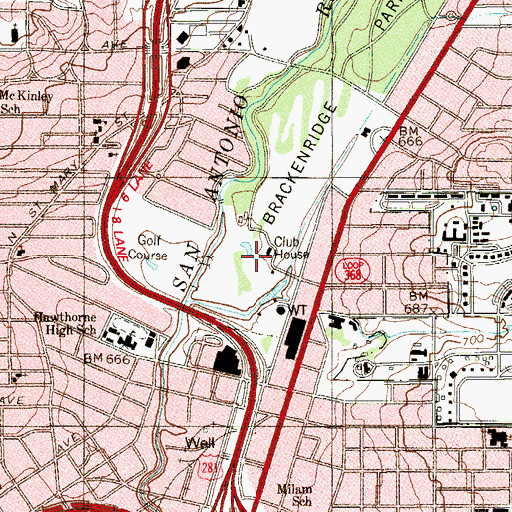 Topographic Map of San Antonio Water Works Pump Station Number 2, TX