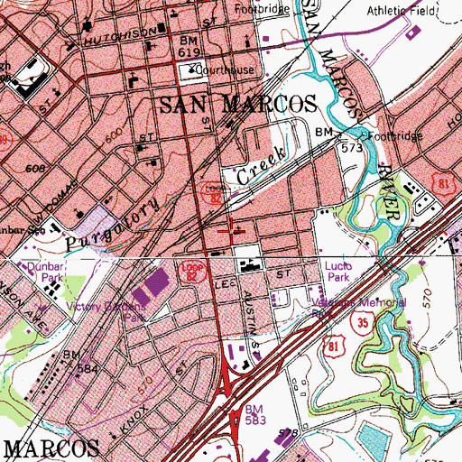Topographic Map of San Marcos Milling Company, TX