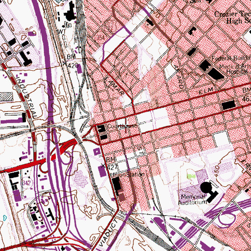 Topographic Map of Sanger Brothers Complex, TX