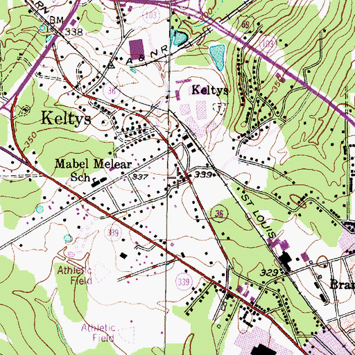Topographic Map of S W Henderson-Bridges House, TX