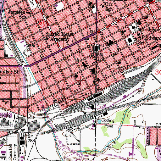 Topographic Map of Saenger Theater, TX