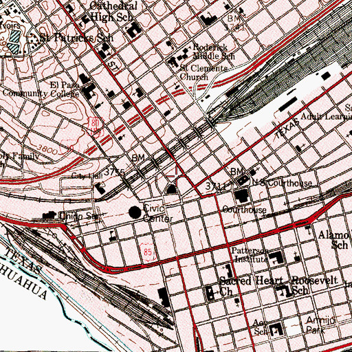 Topographic Map of Roberts-Banner Building, TX