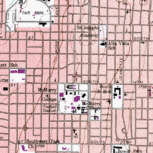Topographic Map of Roland AD Green House, TX