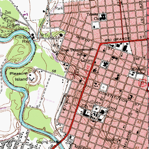 Topographic Map of Roselle-Smith House, TX