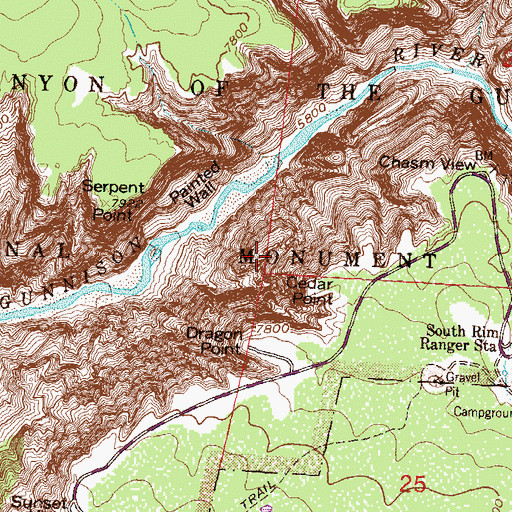 Topographic Map of Black Canyon of the Gunnison National Park, CO