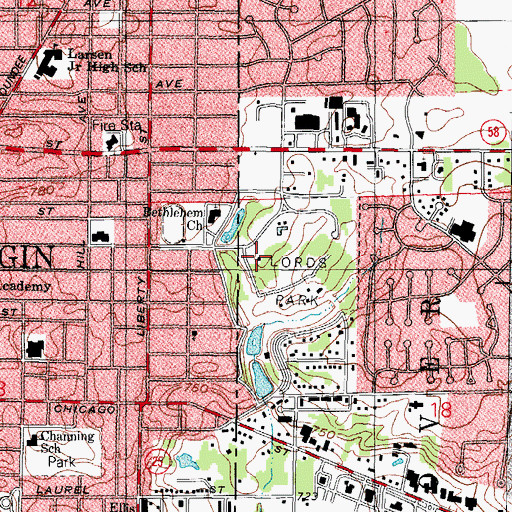 Topographic Map of Elgin Public Museum, IL