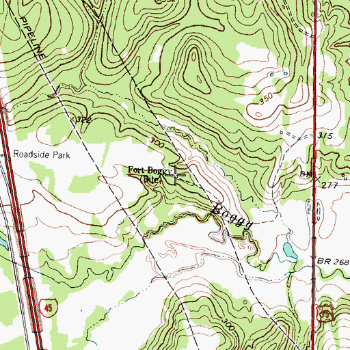 Topographic Map of Fort Boggy State Park Trail, TX