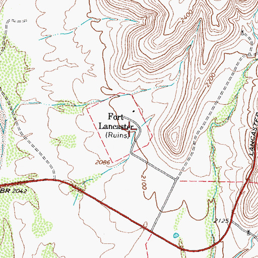 Topographic Map of Fort Lancaster State Historic Site Trail, TX